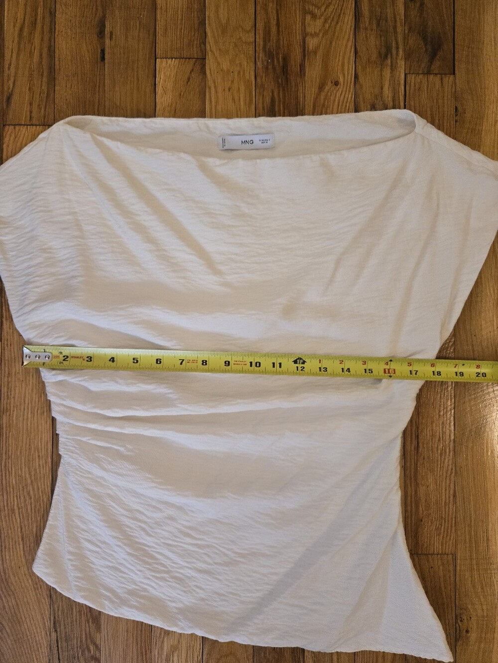 MANGO Cream Modal Off Shoulder Asymmetrical Top Blouse Soft Minimalist Small 6 - Picture 6 of 7